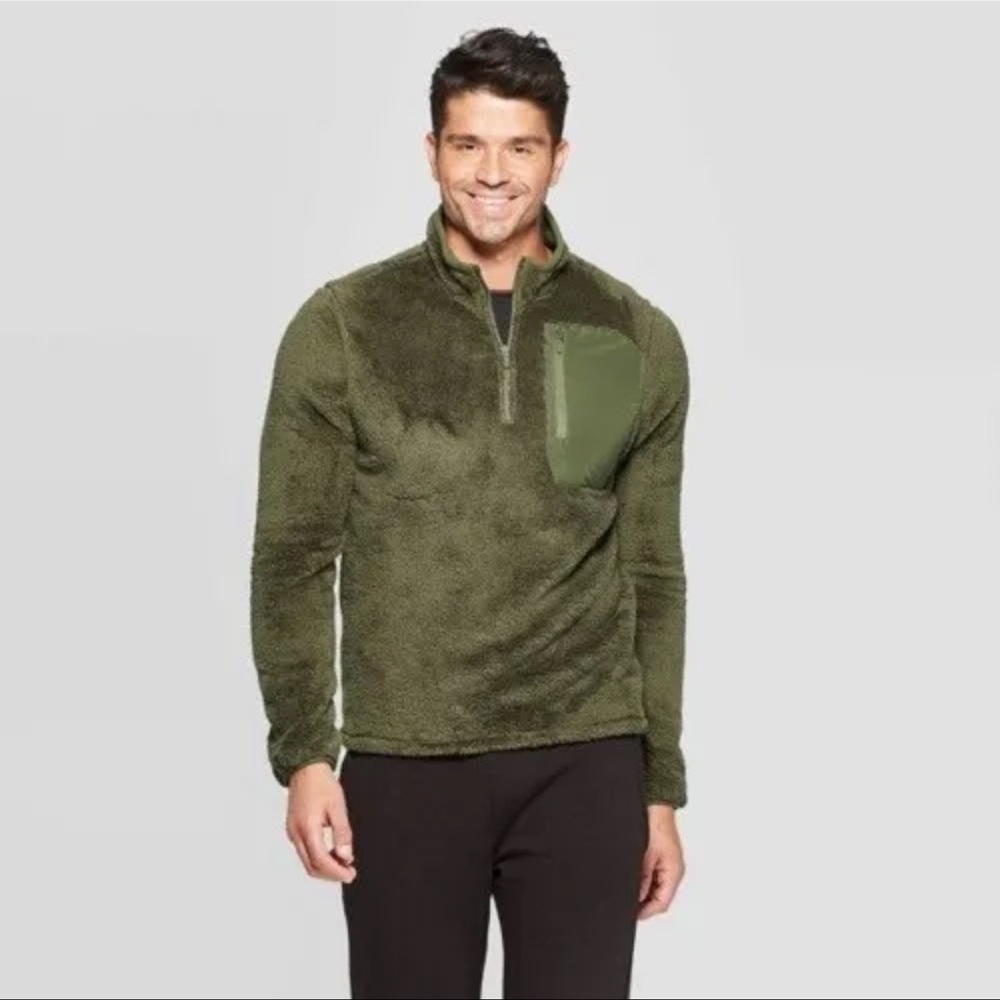 Men’s C9 by Champion 1/4 Zip Pullover Olive Green Size M